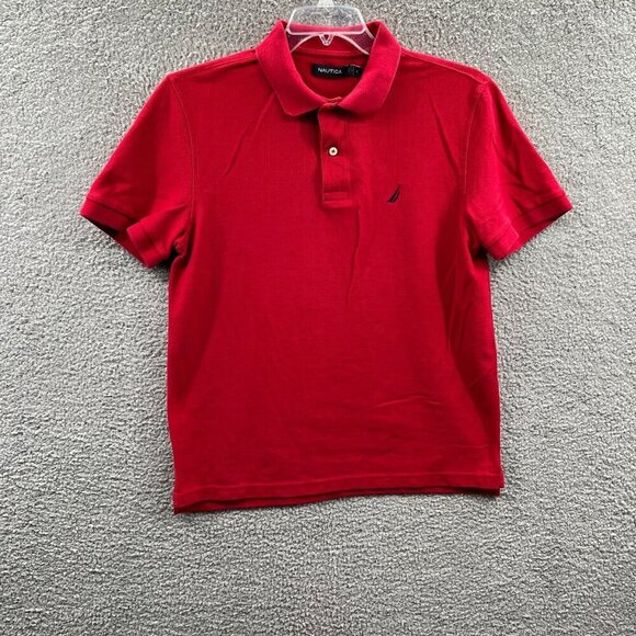 Nautica Mens Polo Shirt Medium Red Short Sleeve Pullover‎ Knit Top - Picture 1 of 7